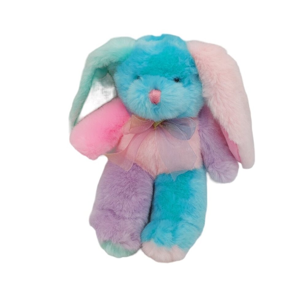 Main Joy Ltd Bunny Rabbit Plush Stuffed Animal Toy Color Block 10" Easter